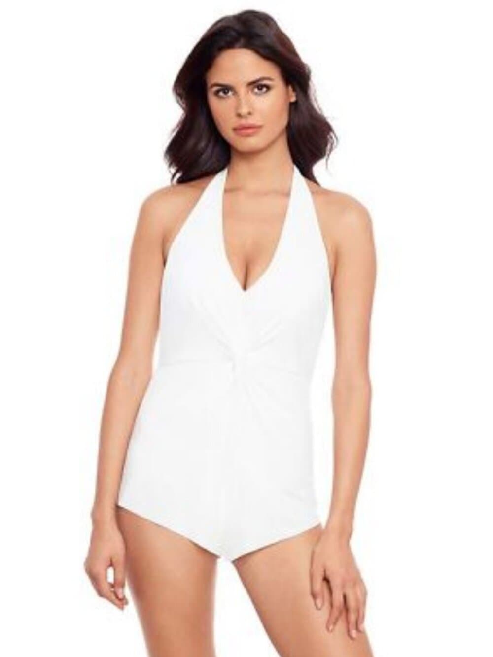 MagicSuit Women's Swimwear Solid Theresa Romper Halter Tie One Piece SZ14 NWT - Thumbnail 5