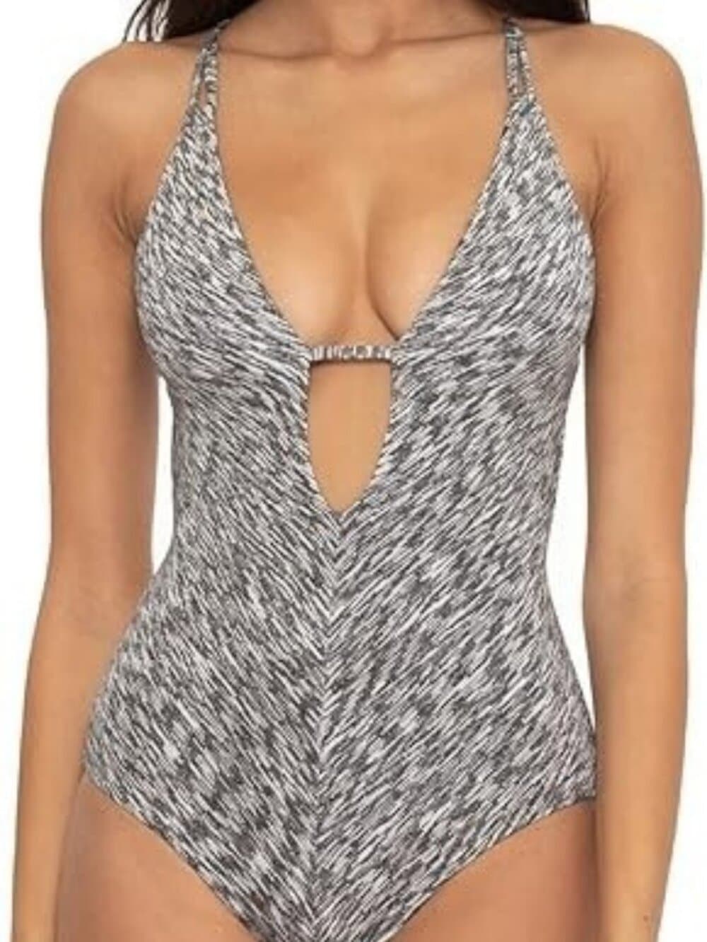 BECCA by Rebecca Women's Virtue Sundance Elizabeth Plunge One-Piece SMALL - Thumbnail 3