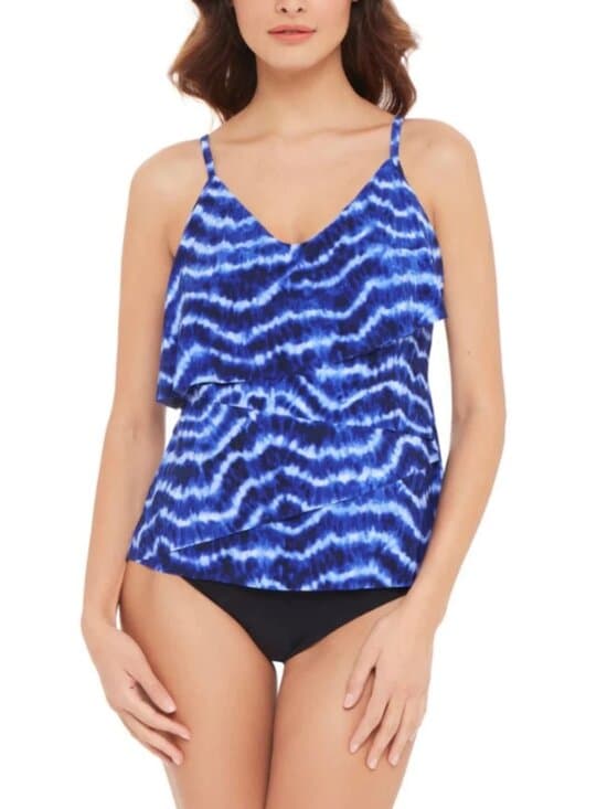 NWT Magicsuit New Wave Chloe Slimming Tankini Top Blue Size 8 Soft Cup Bra - Thumbnail 3