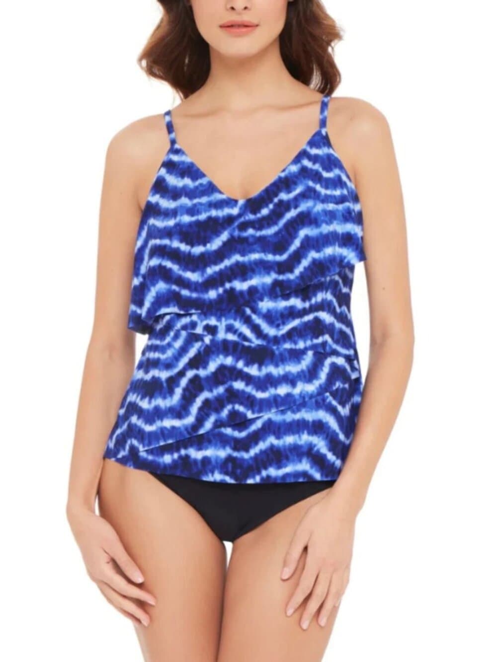 NWT Magicsuit New Wave Chloe Slimming Tankini Top Blue Size 8 Soft Cup Bra - Thumbnail 2
