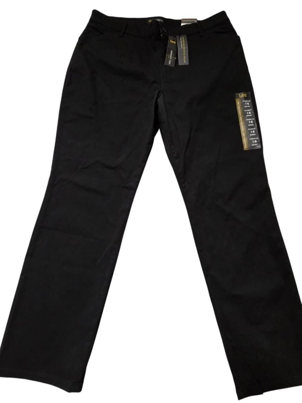 Lee Pants Women's Straight Leg Relaxed Fit Mid Rise Black 24W Petite - Thumbnail 3