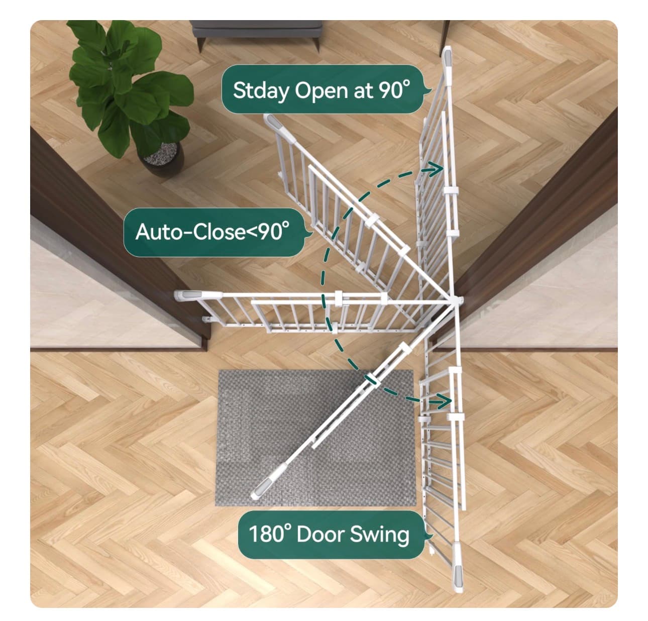 Babelio Retractable Safety Gate for Babies and Pets - Thumbnail 5
