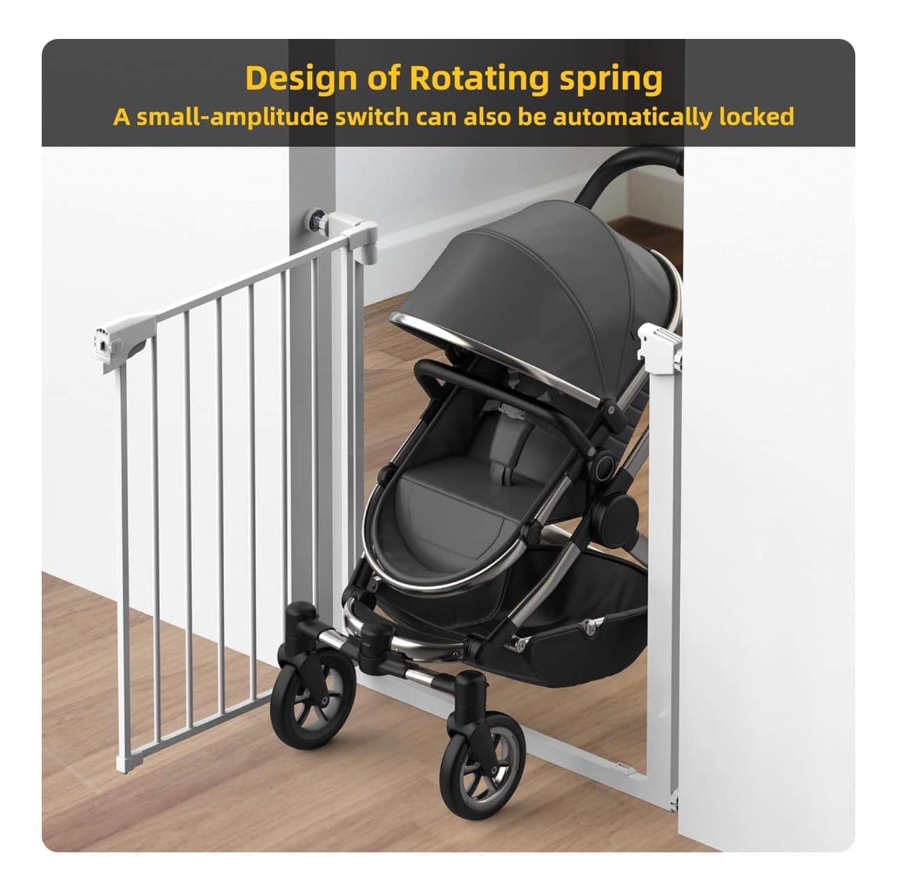Baby Safety Gate for Stairs with Pressure Mount, 29.71 Inch Width - Thumbnail 4