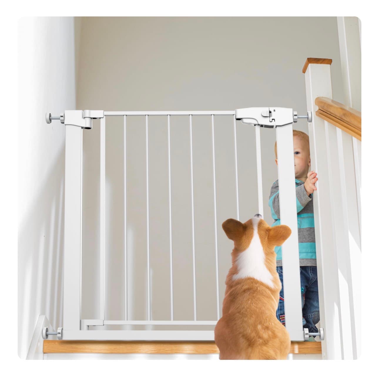 Baby Safety Gate for Stairs with Pressure Mount, 29.71 Inch Width - Thumbnail 3
