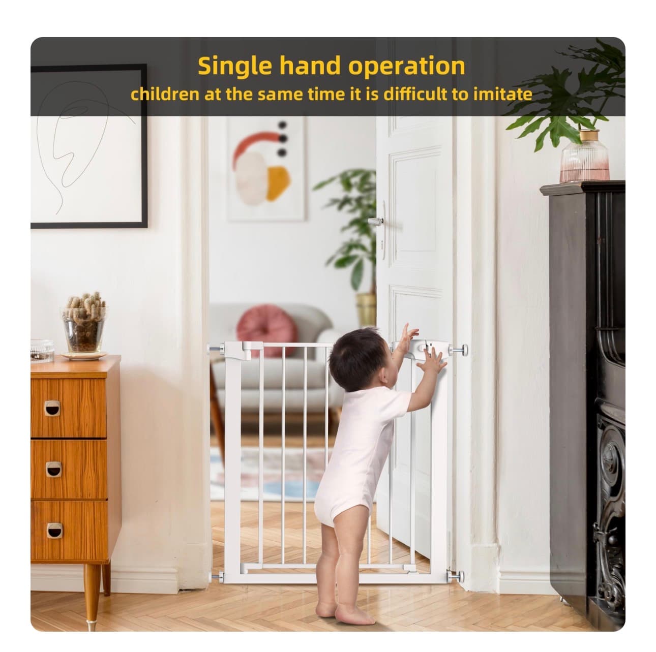 Baby Safety Gate for Stairs with Pressure Mount, 29.71 Inch Width - Thumbnail 5