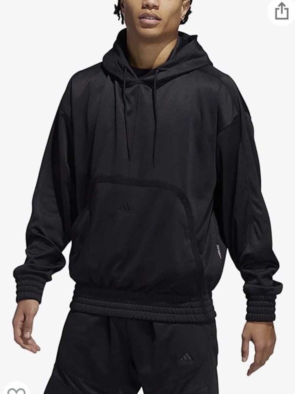 adidas Cross Up 365 Hoodie- Men's Basketball - Black - FR0946 Size 2XL - Thumbnail 6