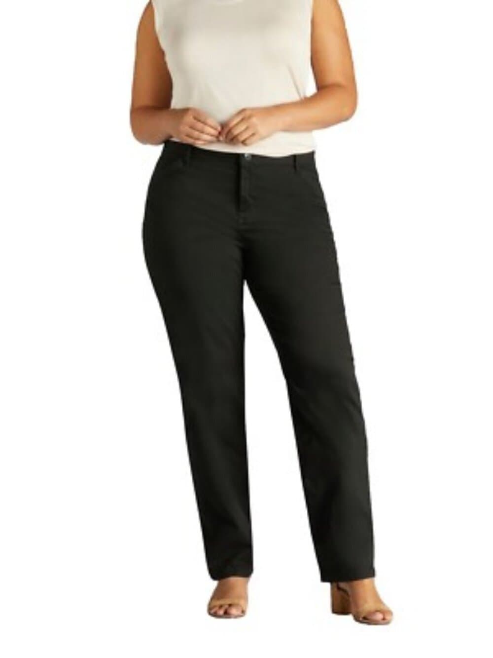 Lee Women's Petite Relaxed Fit Straight Leg Jean, Black, 10 Petite - Thumbnail 5