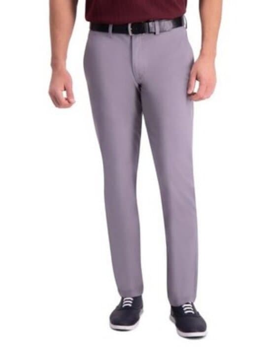 Haggar Men's Premium Comfort Khaki Pant 32W x 32L, Slim Fit, Grey - Thumbnail 4