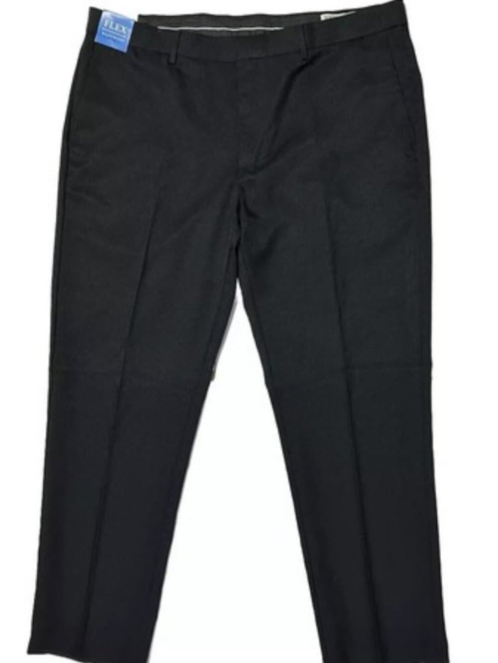 HAGGAR Dress Pants Mens 44X32 Black Flat Front Slim Straight Stretch No Wrinkle - Thumbnail 2