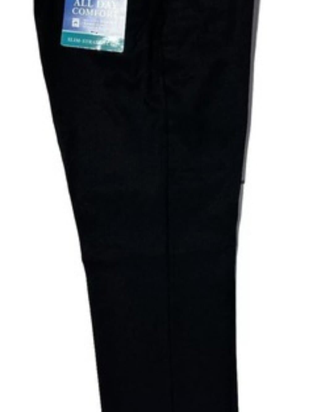 HAGGAR Dress Pants Mens 44X32 Black Flat Front Slim Straight Stretch No Wrinkle - Thumbnail 4