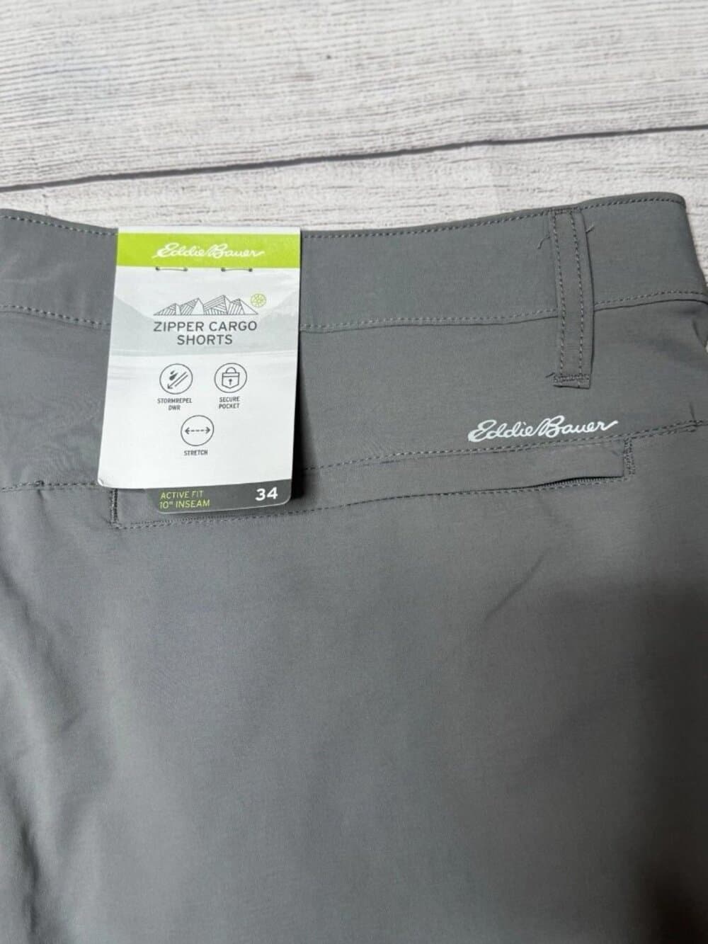 Eddie Bauer Zipper Cargo Shorts Mens 34 Granite Gray Stretch 10" Hiking Size 34 - Thumbnail 2