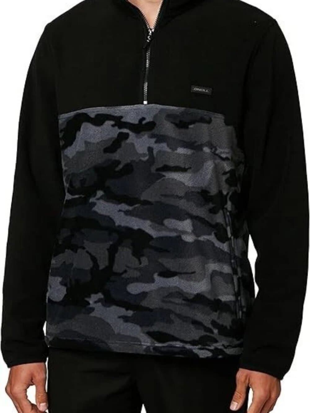 NWT - ONeill 1/4 Zip Pullover Fleece Polyester Black Gray Camo MSRP $70- Size S - Thumbnail 4
