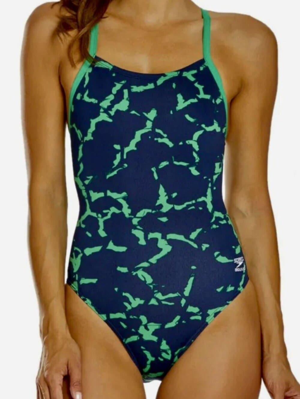SPEEDO Wrack It Up FlyBack Navy Blue Green Endurance + Swim Suit NWT 26 - Thumbnail 5