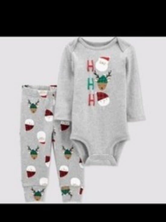 3M Just One You Carter's Ho Ho Ho Santa Reindeer Xmas Outfit bodysuit Leggings - Thumbnail 3