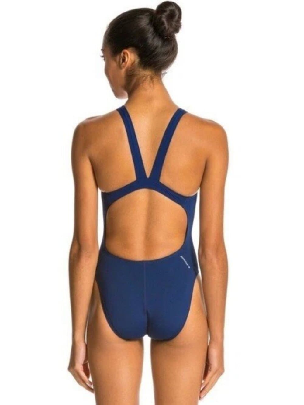 Adidas Women's Solid V Back One Piece Swimsuit Navy Size 28 - Thumbnail 2