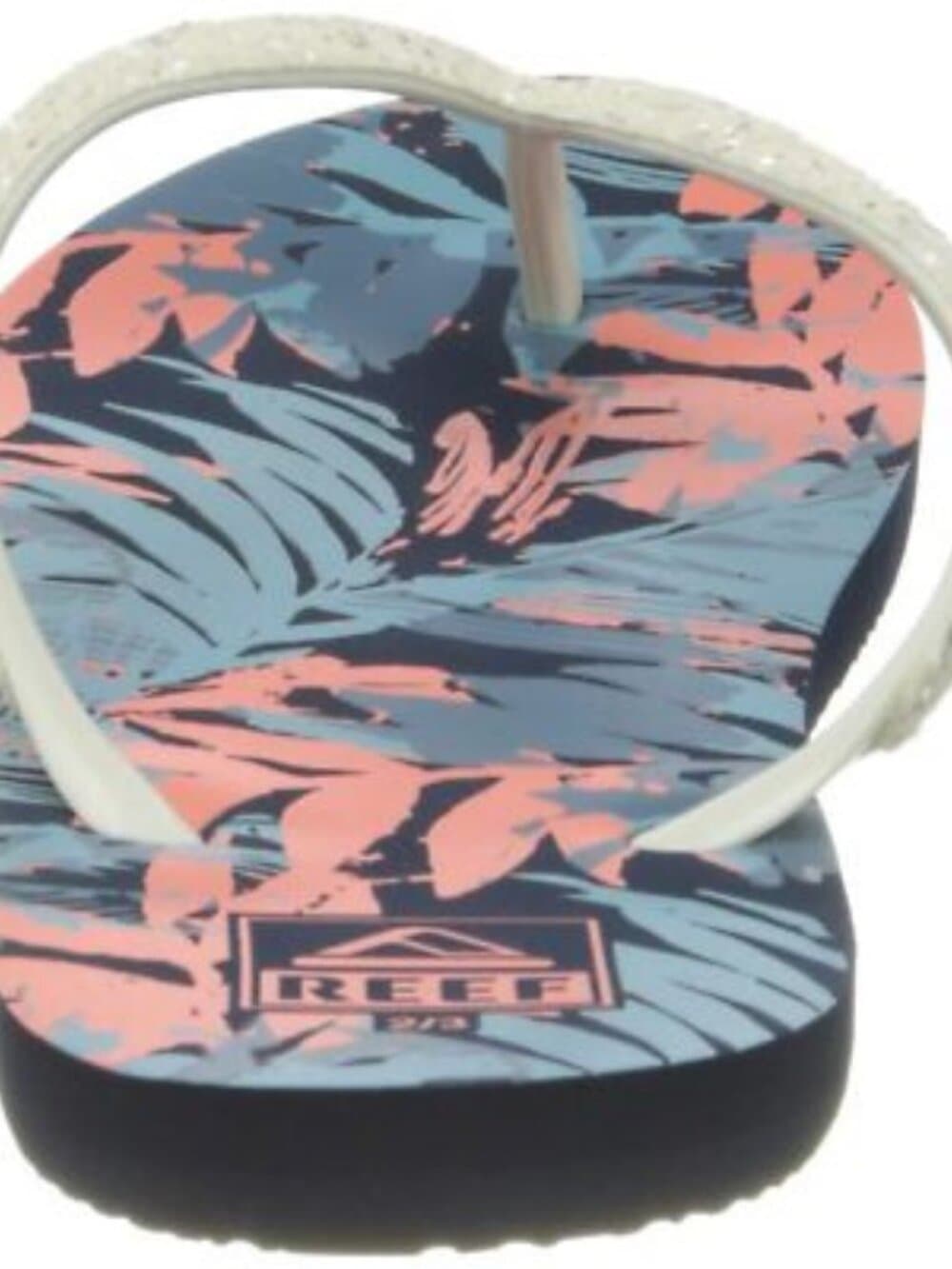 Reef Floral Print Flip Flops Glitter Straps Beach Pool Sandals Size 2/3 - Thumbnail 2