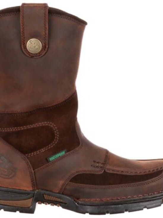 Georgia Boot Waterproof Moc Toe Pull On Work Boots Comfort Brown - Thumbnail 6