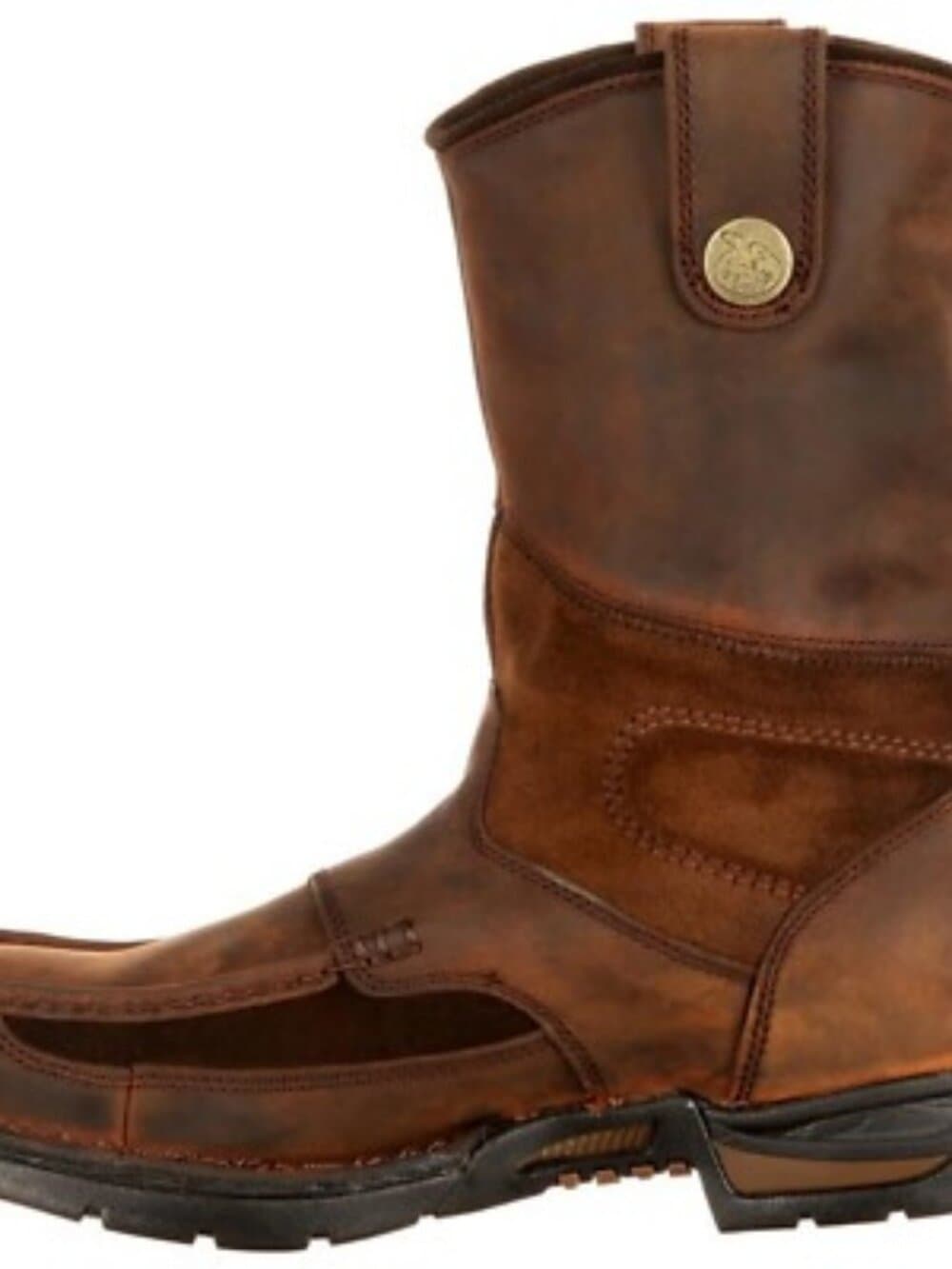Georgia Boot Waterproof Moc Toe Pull On Work Boots Comfort Brown - Thumbnail 2