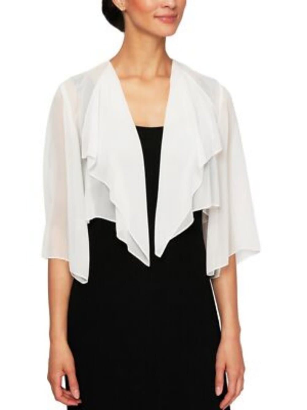 Alex Evenings Women's Shrug Jacket with 3/4 Sleeve Elegant Cropped Size L - Thumbnail 3