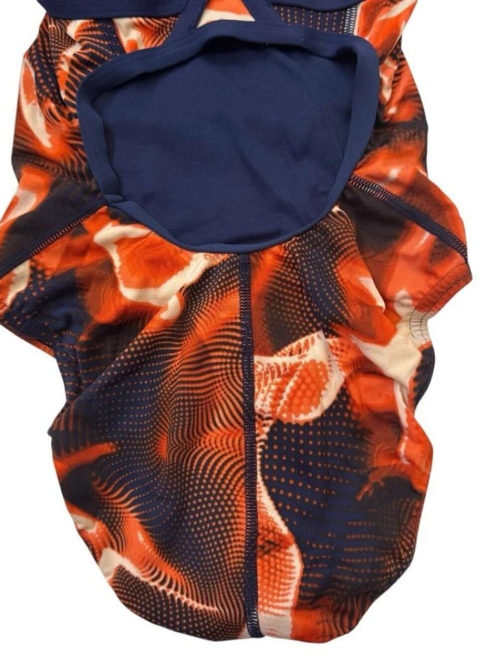 Speedo Endurance+ Flash Time Flyback Swimsuit Women 24 Orange Navy Swim Club NWT - Thumbnail 2