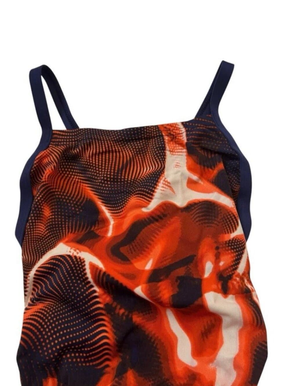 Speedo Endurance+ Flash Time Flyback Swimsuit Women 22 Orange Navy Swim Club NWT - Thumbnail 4