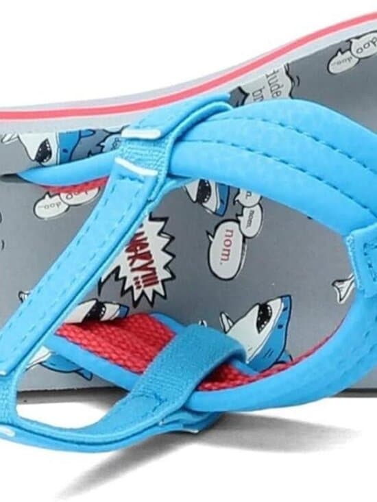 Reef Little Ahi Boys Flip Flops Blue Gray Sharks Thong Sandal Back Strap Sz 7/8 - Thumbnail 7