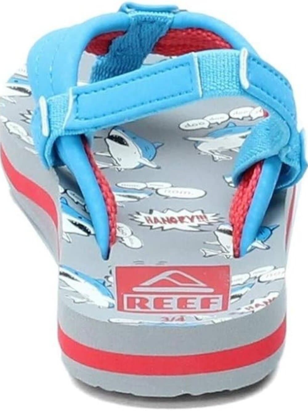 Reef Little Ahi Boys Flip Flops Blue Gray Sharks Thong Sandal Back Strap Sz 7/8 - Thumbnail 3