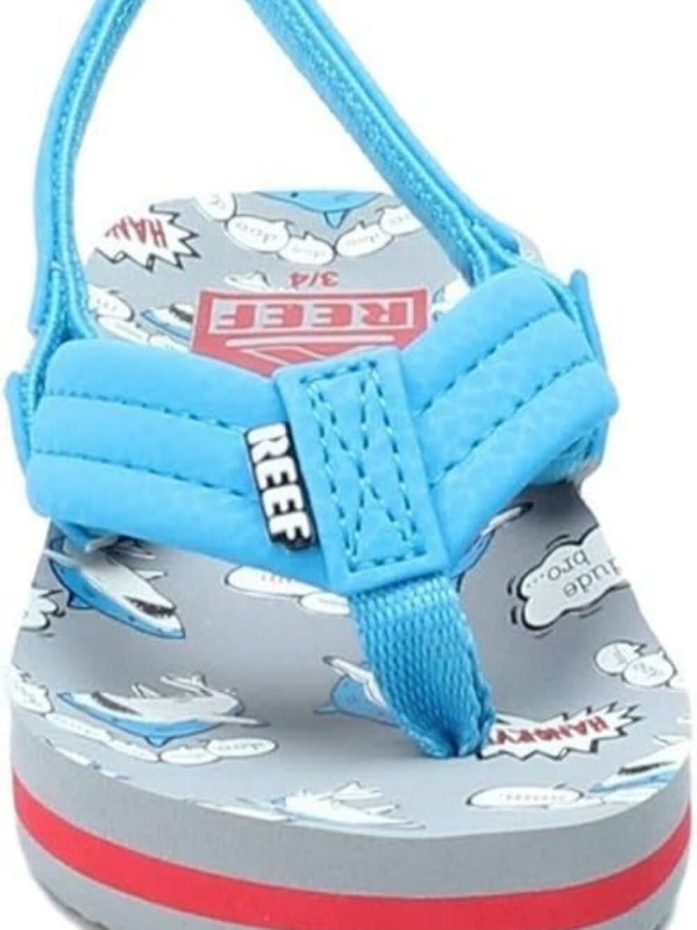 Reef Little Ahi Boys Flip Flops Blue Gray Sharks Thong Sandal Back Strap Sz 7/8 - Thumbnail 5