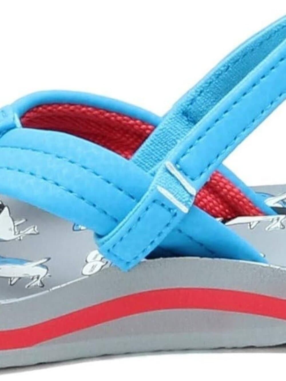 Reef Little Ahi Boys Flip Flops Blue Gray Sharks Thong Sandal Back Strap Sz 7/8 - Thumbnail 4
