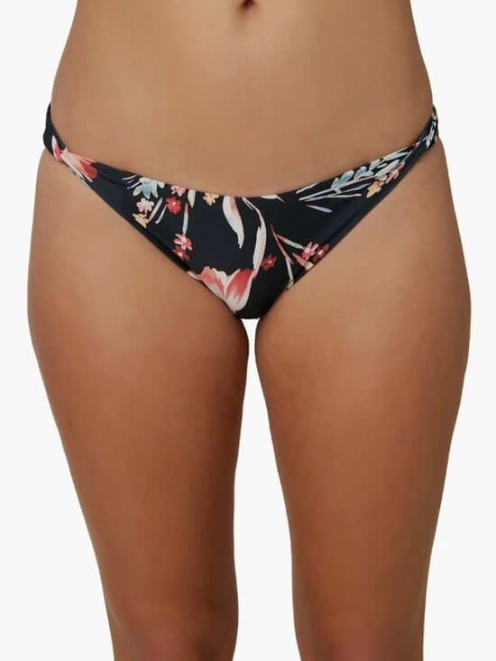 O'Neill Women's Floral Print Bikini Bottoms Swimsuit Low Rise Black - Thumbnail 5