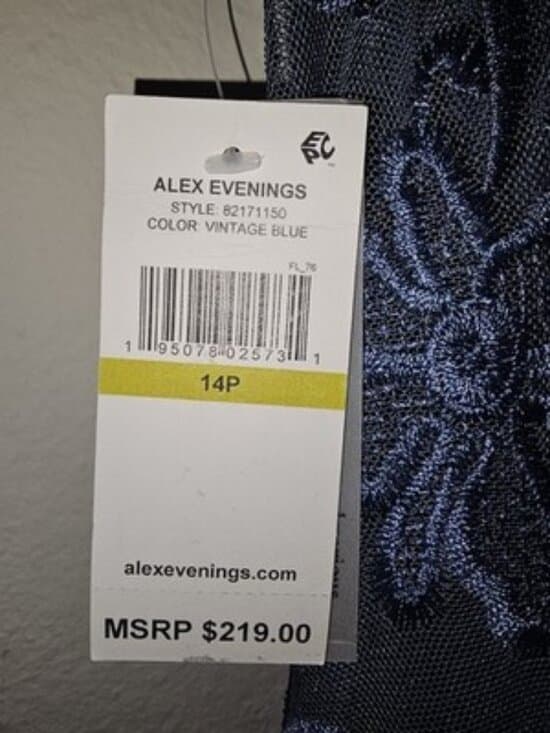 ALEX EVENINGS KNEE LENGTH DRESS, NAVY, 14P - Thumbnail 4