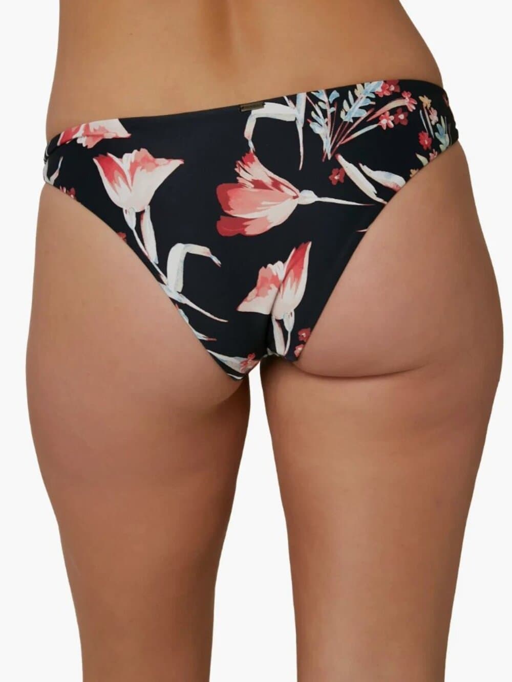 O'Neill Women's Floral Print Bikini Bottoms Swimsuit Low Rise Black - Thumbnail 2