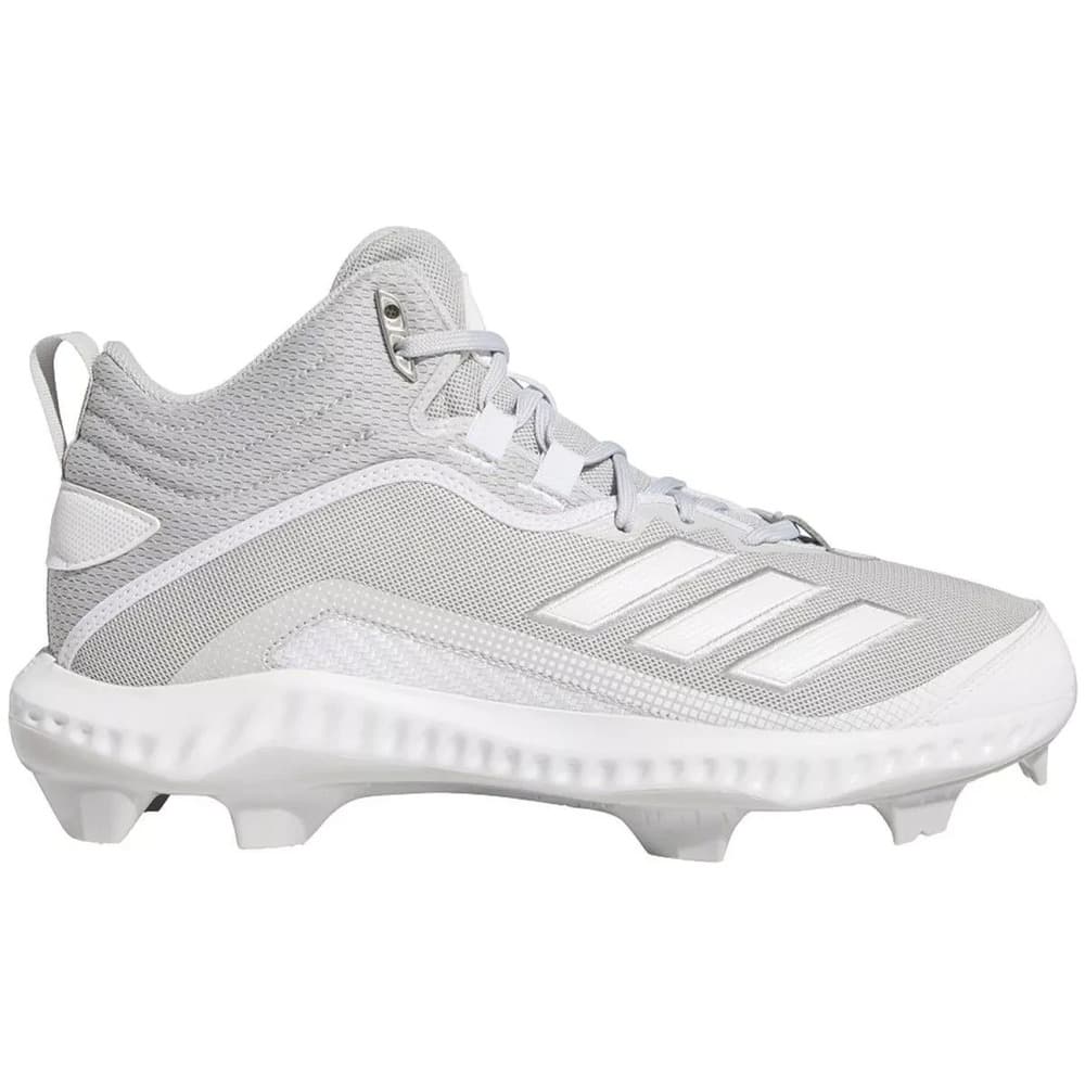 Adidas Men's Size 13 1/2 Baseball Cleats Icon 6 Bounce Mid T Gray And White - Thumbnail 3