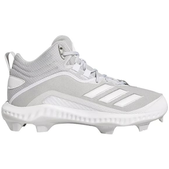 Adidas Men's Size 13 1/2 Baseball Cleats Icon 6 Bounce Mid T Gray And White - Thumbnail 4