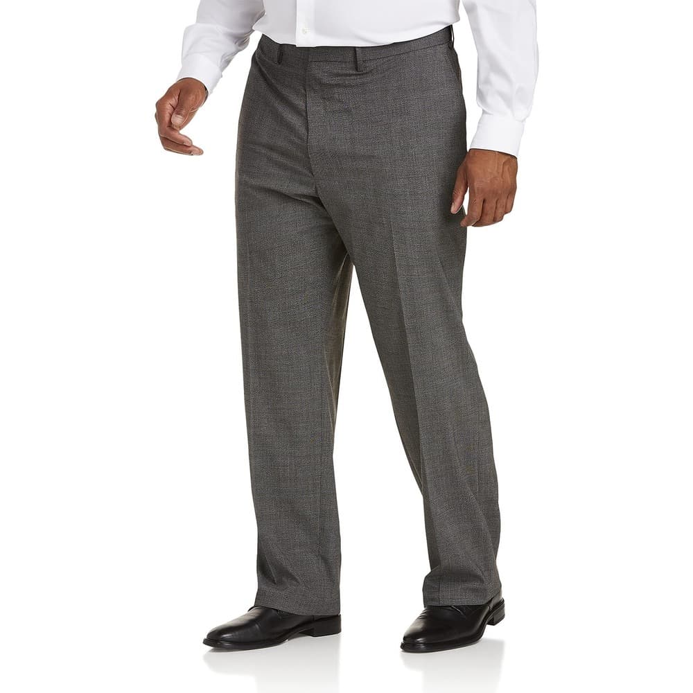 J.M. HAGGAR CLASSIC FIT FLAT FRONT DRESS PANT BIG & TALL,HEATHER GREY, 60W X32L - Thumbnail 4