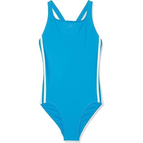 Adidas Girls' One Piece Swimsuit Blue White Stripes Athletic Swimwear Sz S - Thumbnail 2