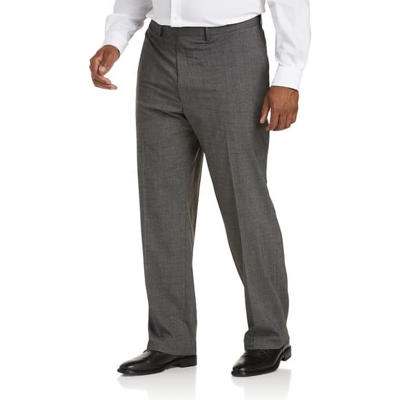 J.M. HAGGAR CLASSIC FIT FLAT FRONT DRESS PANT BIG & TALL,HEATHER GREY, 60W X32L - Thumbnail 5