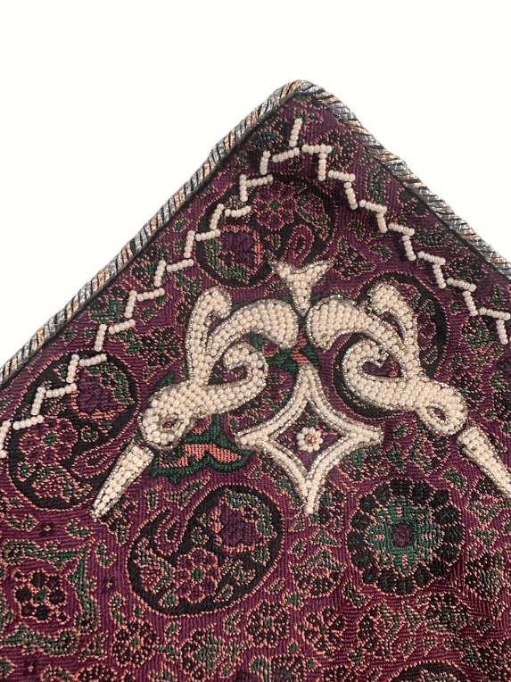 Vintage Tapestry Clutch Bag with Embroidered and Bead Design - Thumbnail 5