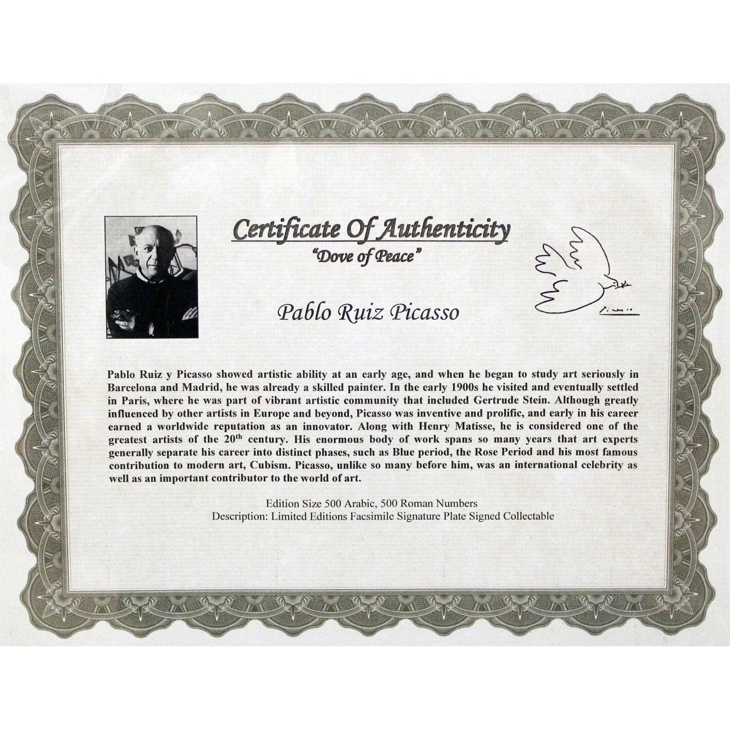 Gallery Framed Art Print 'Dove of Peace' By Pablo Picasso - Thumbnail 3