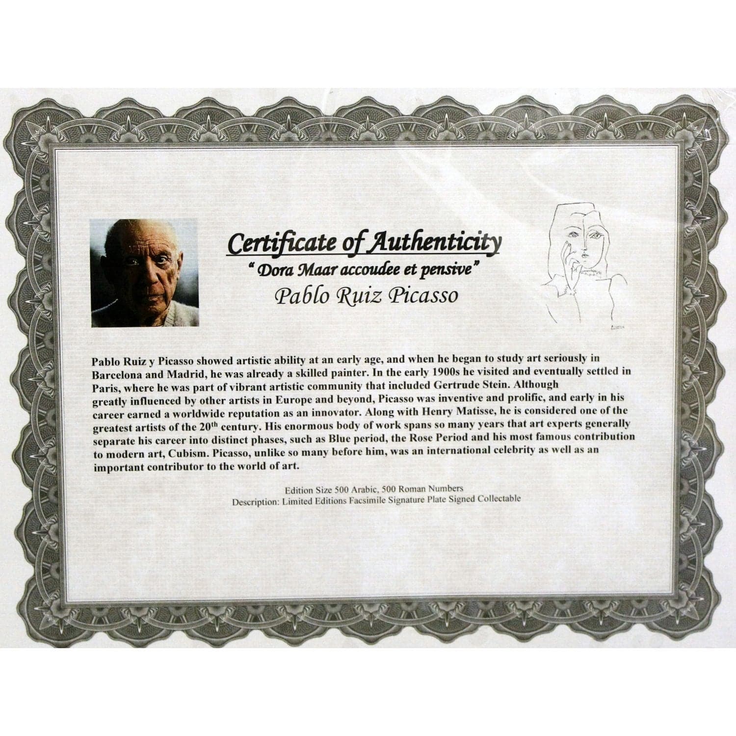 Gallery Framed Art Print 'Dora Maar accoudee et pensive' By Pablo Picasso - Thumbnail 3