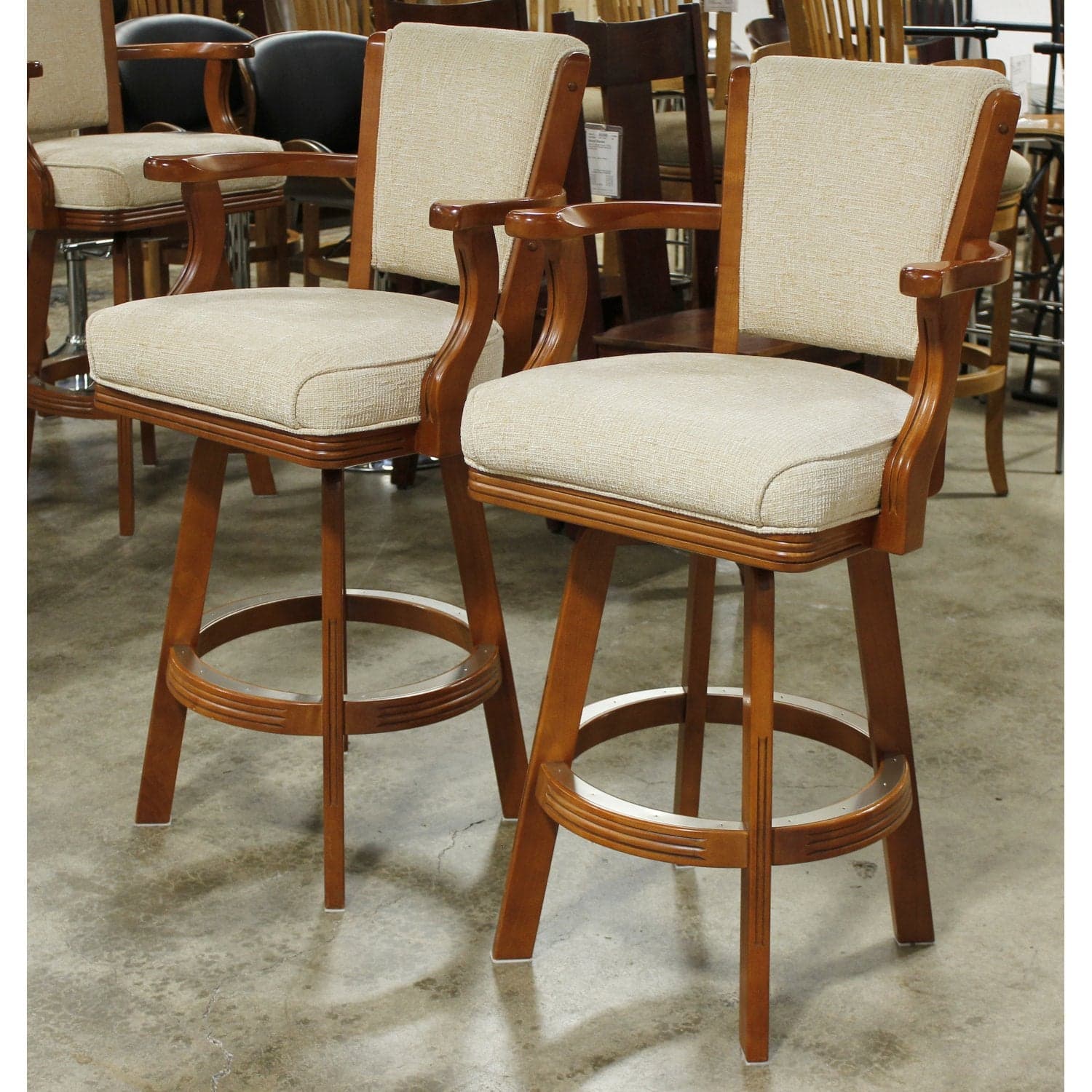Mikhail Darafeev Pair of Swivel Bar Stools - Beige - Thumbnail 3