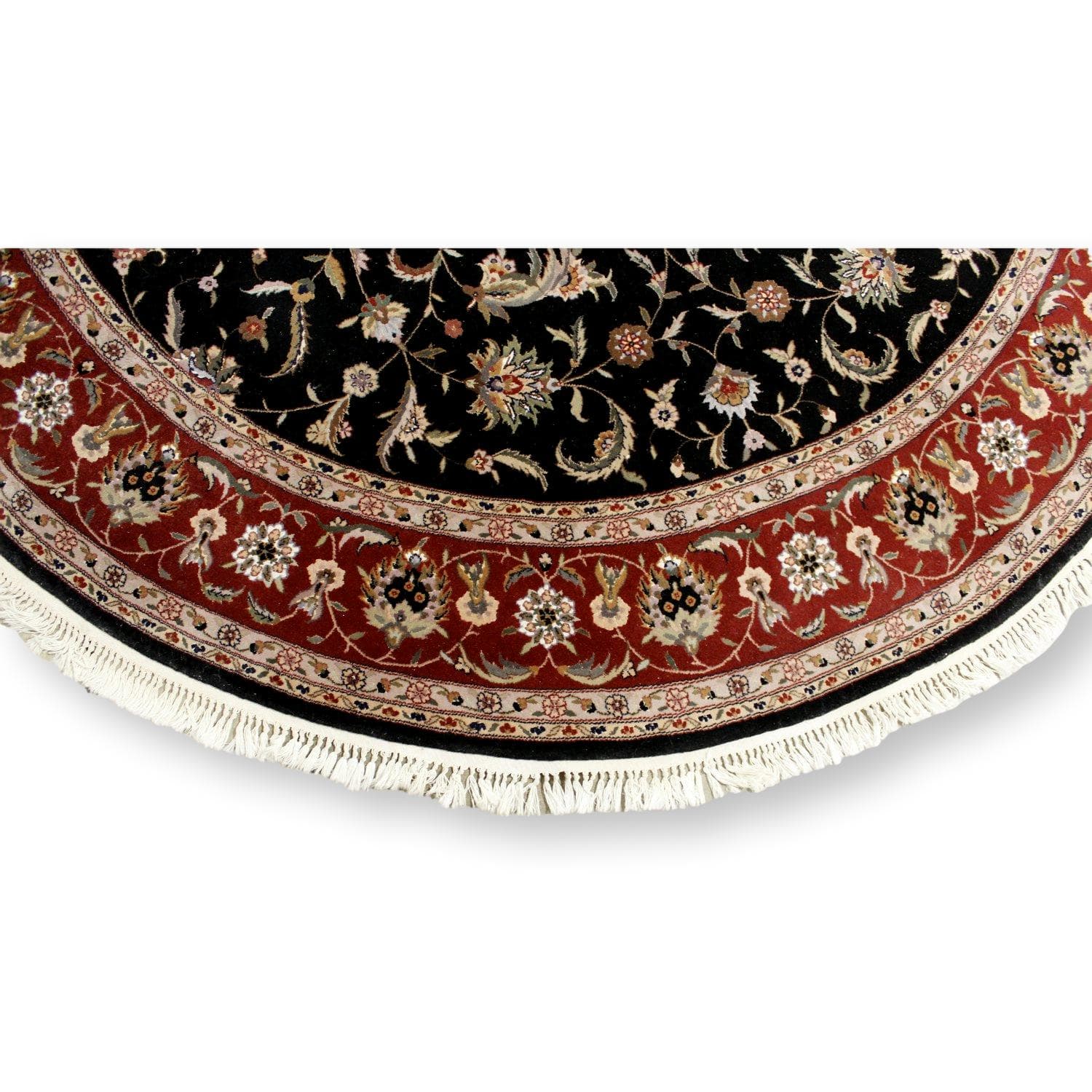 8' 8'' Round Wool Rug w/Fringe - Thumbnail 2