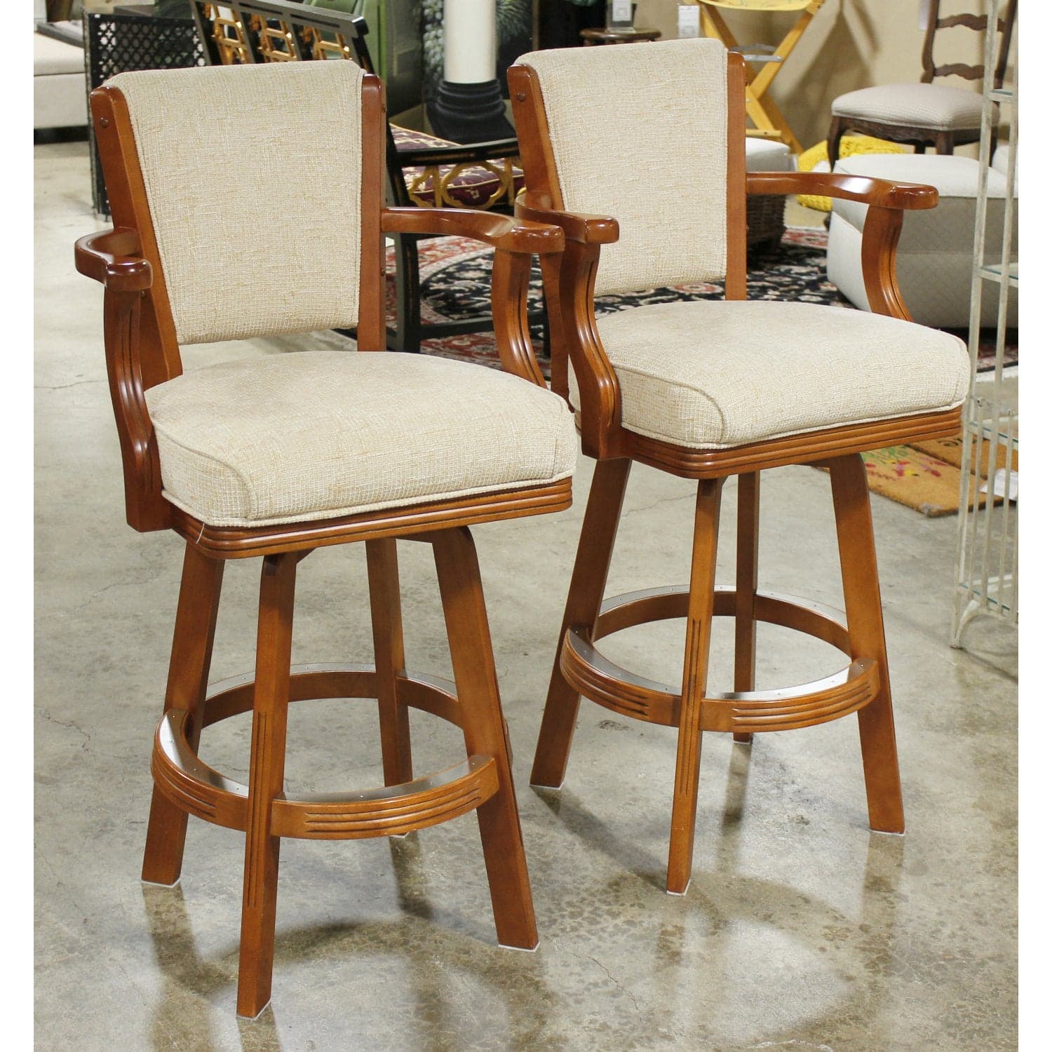 Mikhail Darafeev Pair of Swivel Bar Stools - Beige - Thumbnail 2