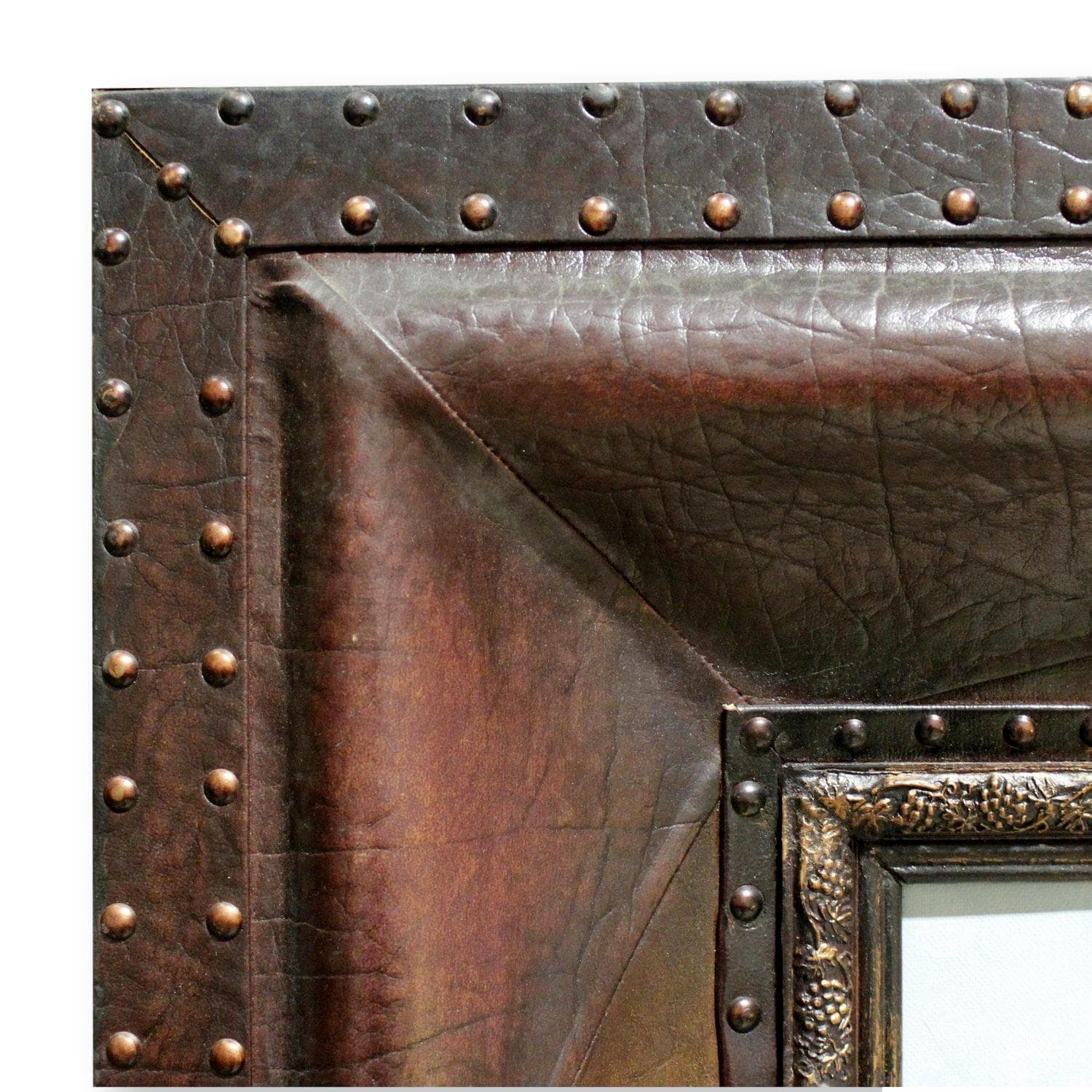 Framed Original Oil - Large Italian Vineyard w/Leather Frame - Thumbnail 3