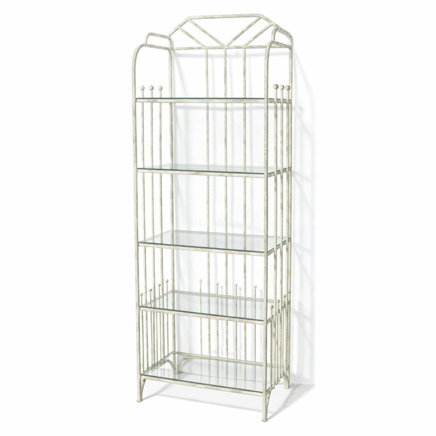 Distressed White Glass & Metal Etagere - White - Thumbnail 2