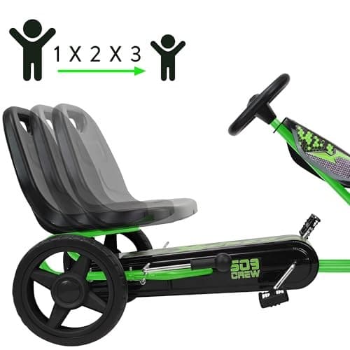 509 Crew: Xspeed Pedal Go-Kart - Green & Black - Kids 4 Wheel Sporty Ride-on Cart  Adjustable Seat  Steering Wheel  Indoor/Outdoor  110lb Cap  Ages 4+ - Thumbnail 3