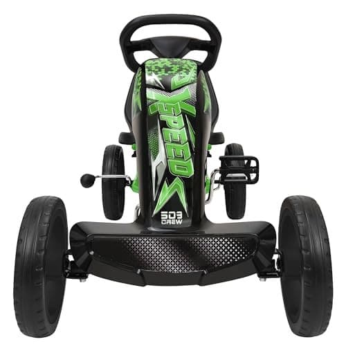 509 Crew: Xspeed Pedal Go-Kart - Green & Black - Kids 4 Wheel Sporty Ride-on Cart  Adjustable Seat  Steering Wheel  Indoor/Outdoor  110lb Cap  Ages 4+ - Thumbnail 5
