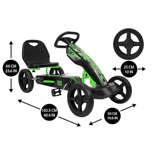 509 Crew: Xspeed Pedal Go-Kart - Green & Black - Kids 4 Wheel Sporty Ride-on Cart  Adjustable Seat  Steering Wheel  Indoor/Outdoor  110lb Cap  Ages 4+ - Thumbnail 7
