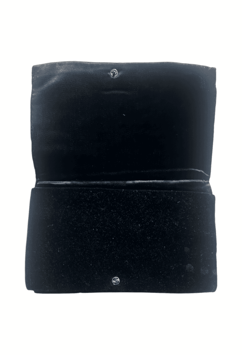 Vintage Black Velvet Clutch Bag with Gold Wired Thread Embroidery - Thumbnail 2