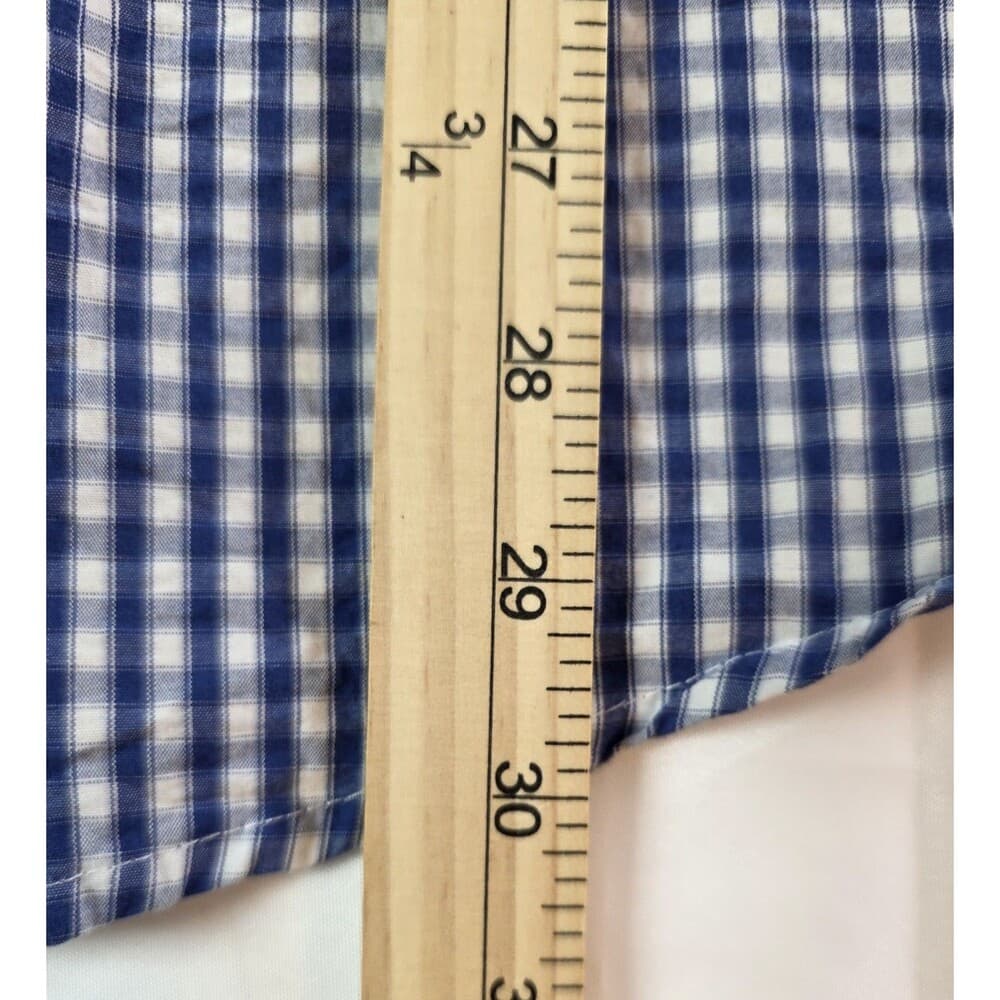 IZOD Men's XL Blue/White Gingham Regular Fit Long Sleeve Button Up‎ Shirt - Thumbnail 10